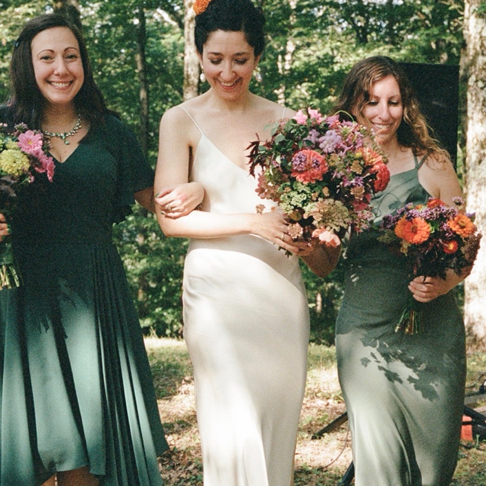 Kamperett Caroline Slip Dress maxi 100% silk bias cut wedding dress in small